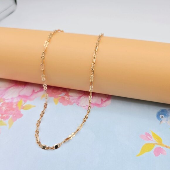 "Delicate Rose Gold Link Chain Necklace for Women, 17.7 Inch Length, XPNL0078 - Picture 5 of 12
